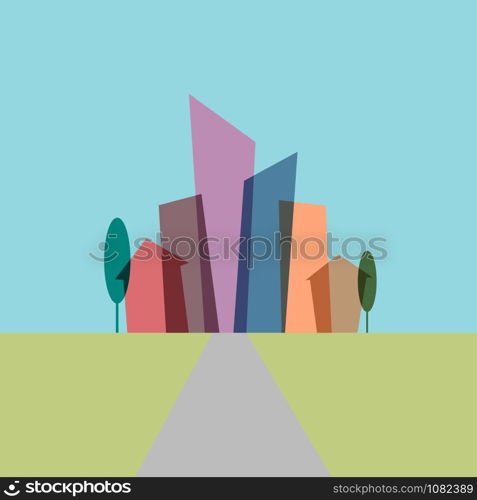 Flat city in abstract shapes