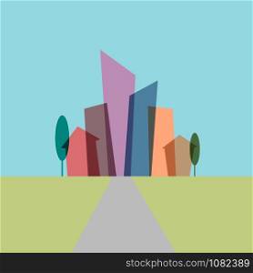 Flat city in abstract shapes