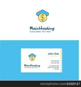 Flat Cloud dollar Logo and Visiting Card Template. Busienss Concept Logo Design