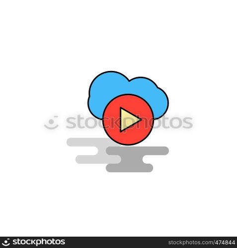 Flat Cloud play Icon. Vector