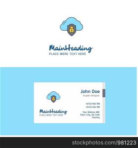 Flat Cloud protected Logo and Visiting Card Template. Busienss Concept Logo Design