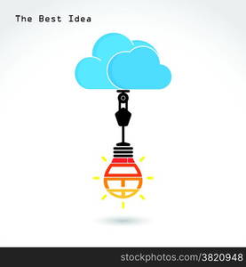 Flat cloud technology computing and creative bulb idea concept. Vector illustration