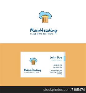 Flat Cloud trash Logo and Visiting Card Template. Busienss Concept Logo Design