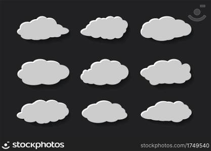 Flat clouds in papercut style collection