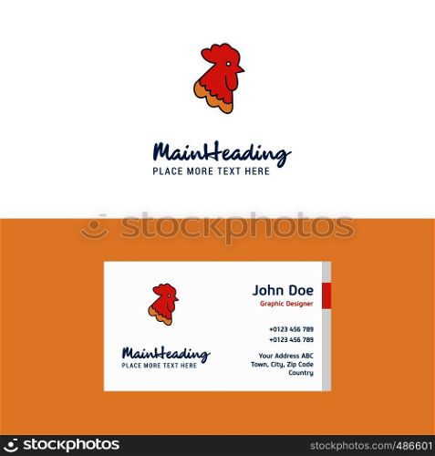 Flat Cock Logo and Visiting Card Template. Busienss Concept Logo Design