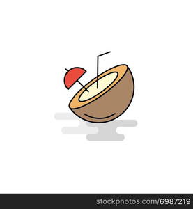 Flat Coconut Icon. Vector