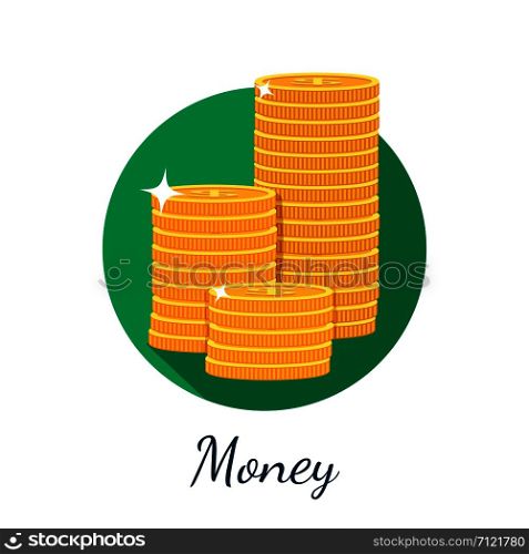 Flat coin icon with long shadow. Vector illustration.