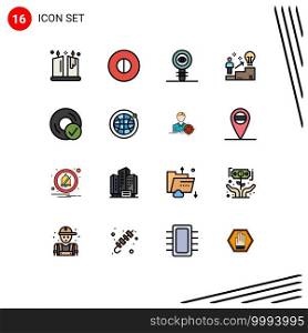 Flat Color Filled Line Pack of 16 Universal Symbols of computers, idea, chemical, user, ladder Editable Creative Vector Design Elements