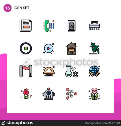 Flat Color Filled Line Pack of 16 Universal Symbols of user, interface, dial pad, set, brush Editable Creative Vector Design Elements