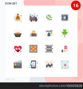 Flat Color Pack of 16 Universal Symbols of baking, motivation, truck, lock, firecracker Editable Pack of Creative Vector Design Elements