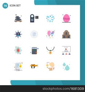 Flat Color Pack of 16 Universal Symbols of business, spring season, electronic, egg, garden Editable Pack of Creative Vector Design Elements