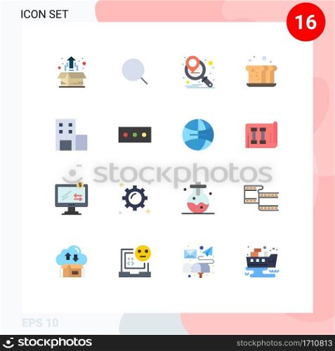 Flat Color Pack of 16 Universal Symbols of education, food, max, bread, bakery Editable Pack of Creative Vector Design Elements