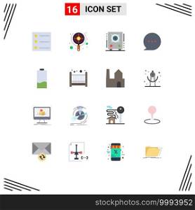 Flat Color Pack of 16 Universal Symbols of energy, electric, loudspeaker, battery, chat Editable Pack of Creative Vector Design Elements