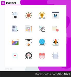 Flat Color Pack of 16 Universal Symbols of jobs, document, light bulb, worker, profile Editable Pack of Creative Vector Design Elements