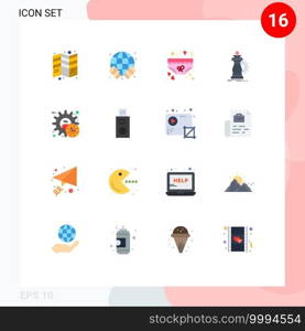 Flat Color Pack of 16 Universal Symbols of knight, chess, safe, strategy, underwear Editable Pack of Creative Vector Design Elements