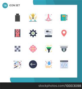 Flat Color Pack of 16 Universal Symbols of pad, note, hand, business, spring Editable Pack of Creative Vector Design Elements