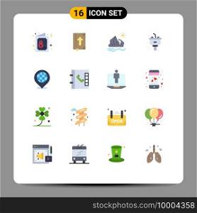 Flat Color Pack of 16 Universal Symbols of sink, garbage, holiday, disposal, iceberg Editable Pack of Creative Vector Design Elements