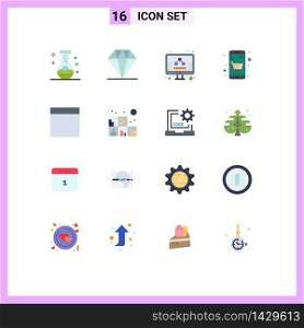 Flat Color Pack of 16 Universal Symbols of wireframe, online shop, business, cart, basket Editable Pack of Creative Vector Design Elements