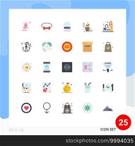 Flat Color Pack of 25 Universal Symbols of bag, money, big, growth, finance Editable Vector Design Elements