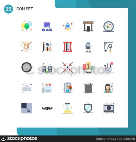 Flat Color Pack of 25 Universal Symbols of biology, game, email, finish, activities Editable Vector Design Elements
