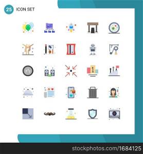 Flat Color Pack of 25 Universal Symbols of biology, game, email, finish, activities Editable Vector Design Elements