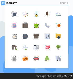 Flat Color Pack of 25 Universal Symbols of cleaning, bath, hazard, turkey leg, meat Editable Vector Design Elements