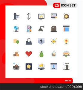 Flat Color Pack of 25 Universal Symbols of cube, safety, digital, lock, protect Editable Vector Design Elements