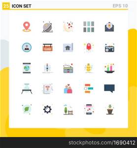 Flat Color Pack of 25 Universal Symbols of envelope, layout, system, image, editing Editable Vector Design Elements