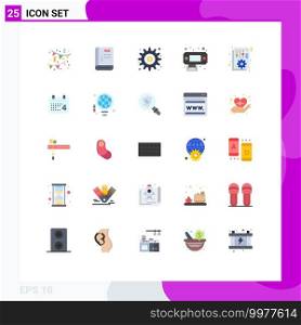 Flat Color Pack of 25 Universal Symbols of file, interfaces, dollar, data, options Editable Vector Design Elements