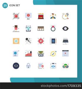 Flat Color Pack of 25 Universal Symbols of ice, meteor, login, astronomy, wall Editable Vector Design Elements