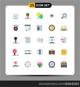 Flat Color Pack of 25 Universal Symbols of learning, ui, st&, basic, camera Editable Vector Design Elements