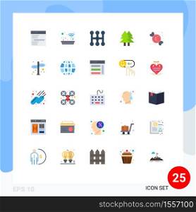 Flat Color Pack of 25 Universal Symbols of merry, environment, tub, eco, transmission Editable Vector Design Elements