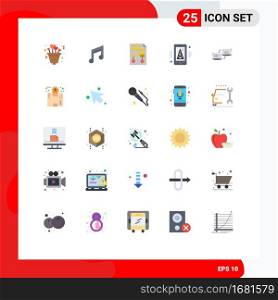 Flat Color Pack of 25 Universal Symbols of mobile, iot, music, internet, wireframe Editable Vector Design Elements