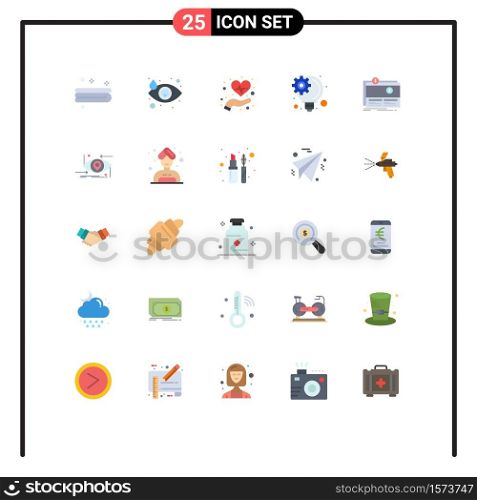 Flat Color Pack of 25 Universal Symbols of platform, funding, health, crowdfunding, innovative idea Editable Vector Design Elements