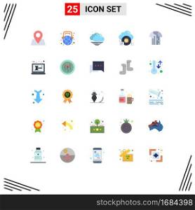 Flat Color Pack of 25 Universal Symbols of refree, shirt, cloud, data, processor Editable Vector Design Elements