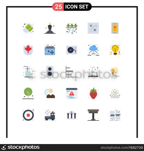 Flat Color Pack of 25 Universal Symbols of security, weather, grower, chalk, strategy Editable Vector Design Elements