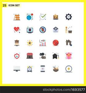 Flat Color Pack of 25 Universal Symbols of setting, education, good, canada, wedding Editable Vector Design Elements