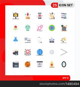 Flat Color Pack of 25 Universal Symbols of stationary, mind, concept, digital, surprise Editable Vector Design Elements