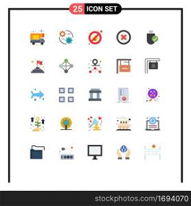 Flat Color Pack of 25 Universal Symbols of stick, devices, no, connected, ui Editable Vector Design Elements