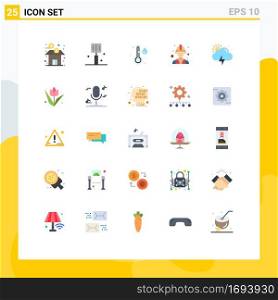 Flat Color Pack of 25 Universal Symbols of sun, storm, kitchen, worker, builder Editable Vector Design Elements