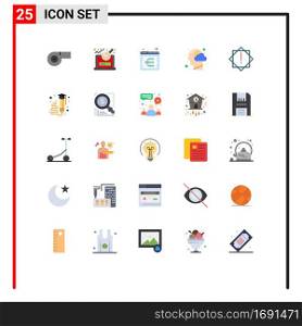 Flat Color Pack of 25 Universal Symbols of virus, thinking, seo, mind, head Editable Vector Design Elements
