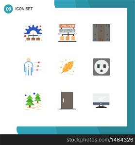 Flat Color Pack of 9 Universal Symbols of autumn, person, delivery, job, abilities Editable Vector Design Elements