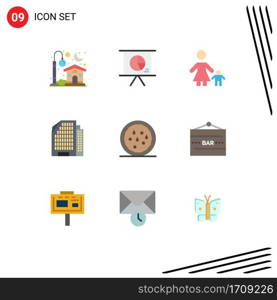 Flat Color Pack of 9 Universal Symbols of snack, house, child, building, mother Editable Vector Design Elements