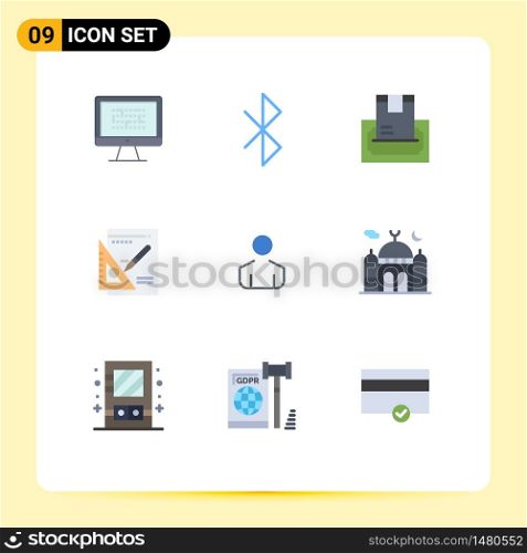 Flat Color Pack of 9 Universal Symbols of success, layout, signal, graph, money Editable Vector Design Elements