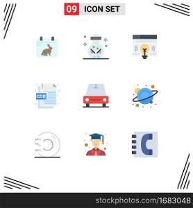 Flat Color Pack of 9 Universal Symbols of vehicles, file format, interface, corel, cdr file Editable Vector Design Elements