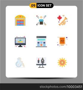 Flat Color Pack of 9 Universal Symbols of web, registration, person, profile, laud Editable Vector Design Elements