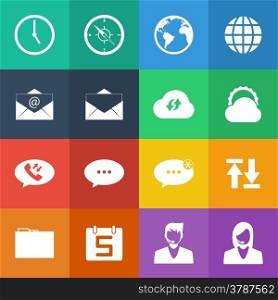 Flat Color style mobile phone icons network icons vector set.