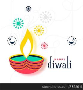 flat colorful happy diwali decorative card design