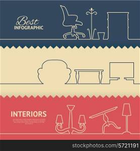 Flat colors infographics with interior design elements. Vector illustration.