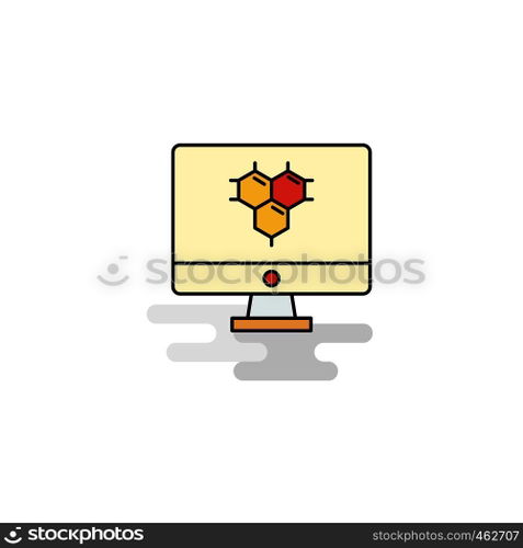 Flat Computer screen Icon. Vector